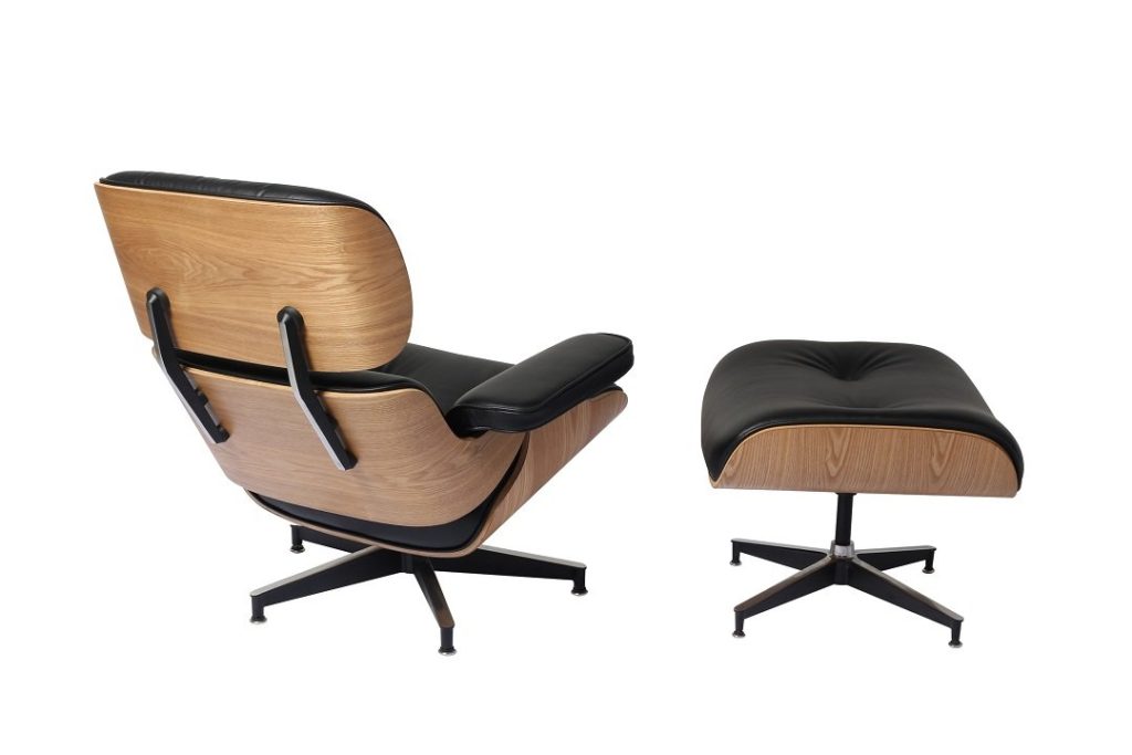 Classic Charles Eames Lounge Chair And Ottoman Replica Black Leather - Ash Wood - DECOMICA
